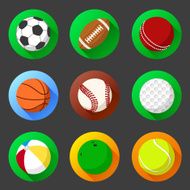 Flat and round sport icons