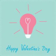 Light bulb with heart inside Idea concept Happy Valentines Da