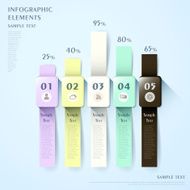 abstract watch shape bar chart infographics