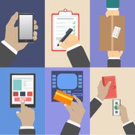 Set of business hands action concepts N4