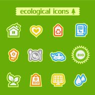 Ecological icons on leaves set 1