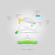 Infographics Website template Ui elements Vcard with mail envelope