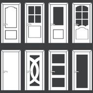 vector set of 8 white door icons