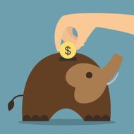 Elephant bank saving money vector