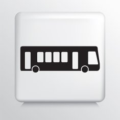 Square White Icon With Silhouette City Bus