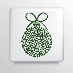 Square Icon With Green Polka Dotted Christmas Ornament and Bow