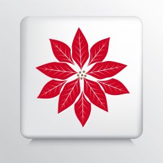 Square Icon With a Big Red and White Poinsetta Silhouette