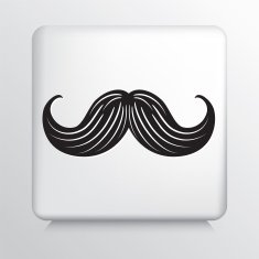 Square Icon With Large Bicycle Handled Shaped Moustache Black Silhouette