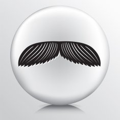 Round Icon With Large Moustache Black Silhouette
