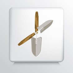 Square Icon With Two Criss-crossed Garden Hand Trowels