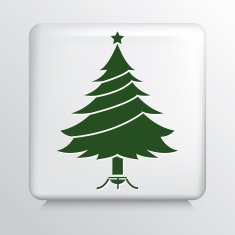 Square Icon With Christmas Tree Green Silhouette in Stand