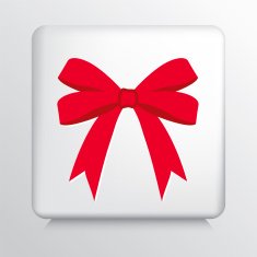 Square Icon With Big Double Looped Red Tied Bow