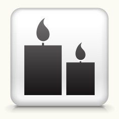 Square Button with Two Lit Candles