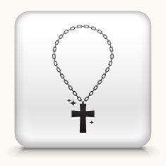 Square Button with Cross Chain