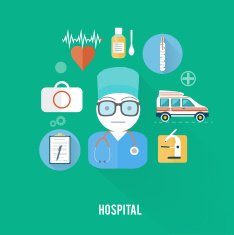Hospital concept with item icons N2
