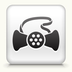 Square Button with Gas Mask