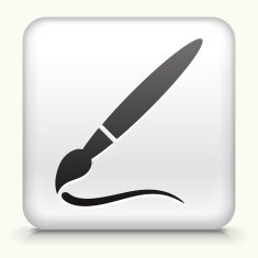 Square Button with Paint Brush and Stroke