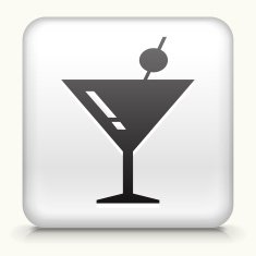 Square Button with Martini Cocktail