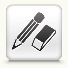 Square Button with Pencil & Eraser