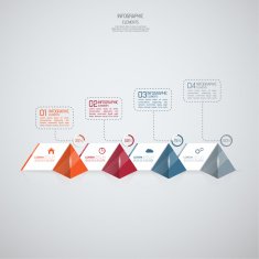 Modern template with glossy pyramids and strips of paper