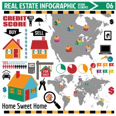 real estate infographics design elements N6