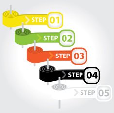 Infographics steps ribbon chart design N2