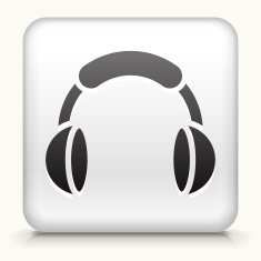 Square Button with Headphones