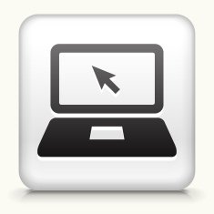 Square Button with Laptop and Cursor