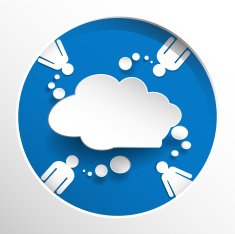 Speech bubbel with people on circle blue background N2