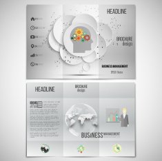 Vector set of tri-fold brochure design template on both N28