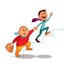 Business partners climbing the career ladder N2