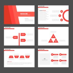 Red Multipurpose presentation template Infographic elements flat design set