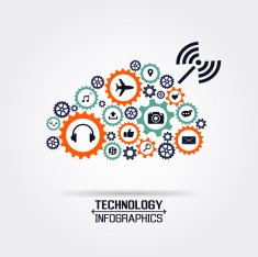 Technology infographic with gears N2