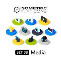 Isometric flat icons set 38