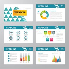 set of infographic presentation template flat design N3