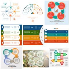 Set 9 templates Infographics cyclic processes on four positions N2