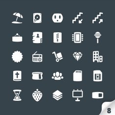 Set of Office and Media Icons N6