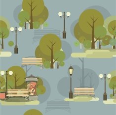 Seamless pattern of city park