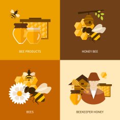 Flat design vector concept illustration with icons of products bee N7