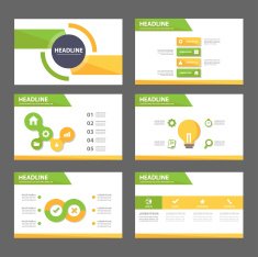 Yellow and green Multipurpose Presentation Templates set