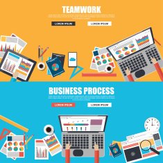 Flat design concepts for business process and teamwork