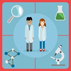 Flat style icon of a pair scientists male and female N2