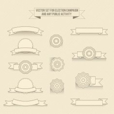 set of vector linear monochrome labels
