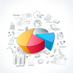 Creative business infographic pie chart with various elements