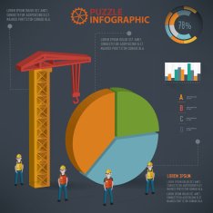 Chart puzzle info graphic design three dimension vector