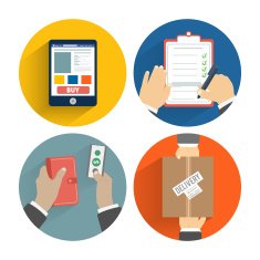 Set of hands clients purchasing N2