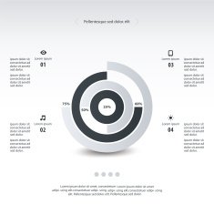 Black and White Pie chart graphic template for business design