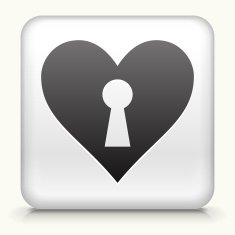 Square Button with Heart Shaped Keyhole