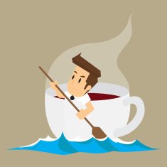 business man in cup of coffee addictive coffee