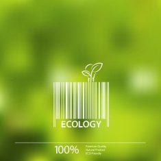 Ecology barcode symbol on blurry background vector design N2